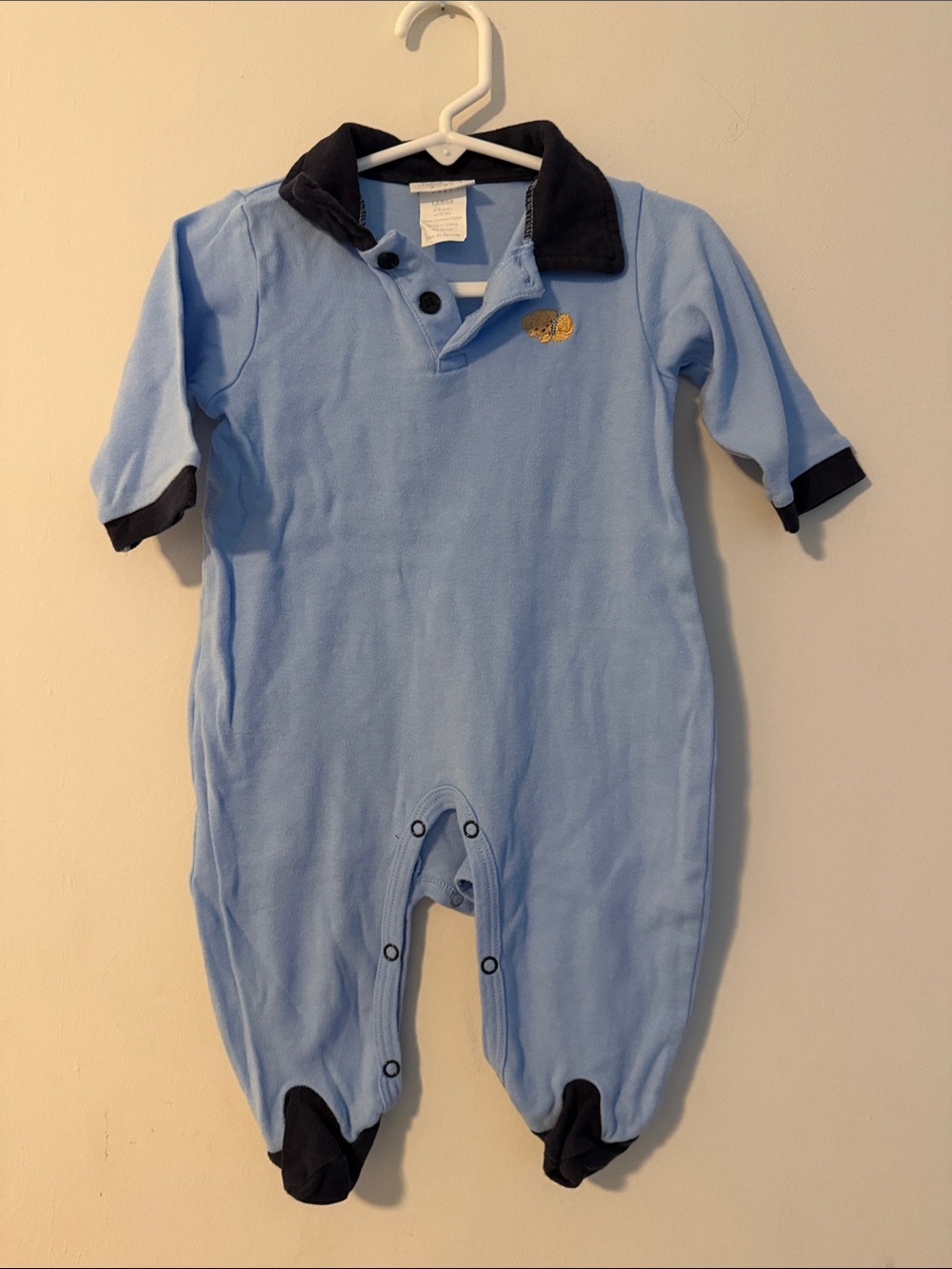 Rene Rofe Light Blue Footed One-Piece with Navy Trim